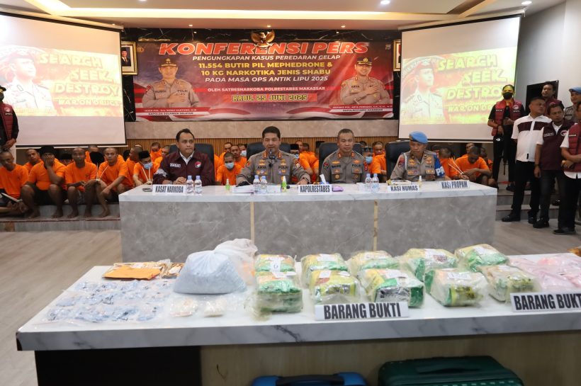 Sat Narkoba Polrestabes Makassar Ungkap Narkotika Jaringan Internasional,107 Tersangka di Amankan